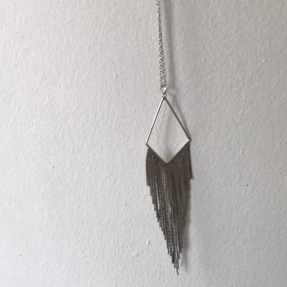 Long silver necklace